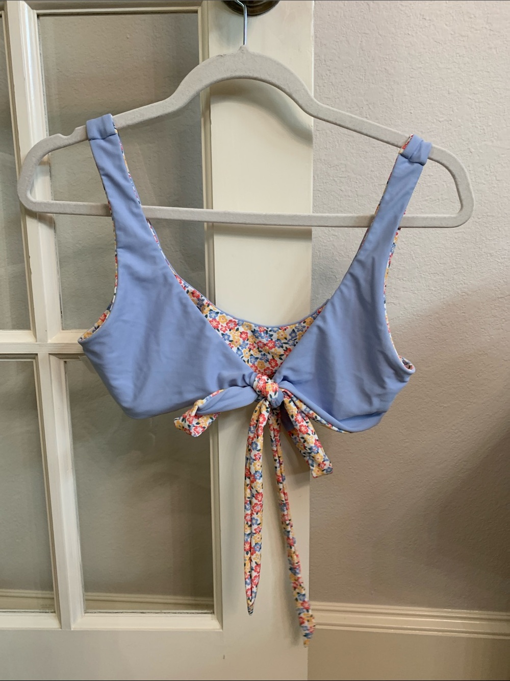 Hollister Reversible Lilac and Floral Bikini Top